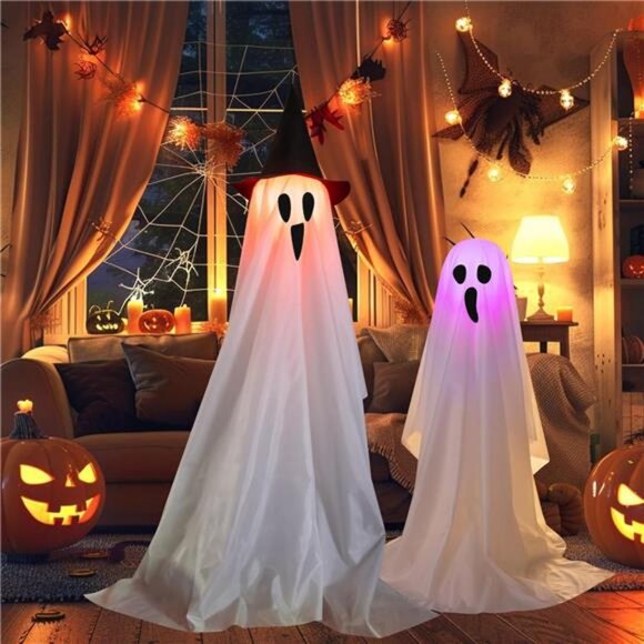 Halloween Ghost Decorations-2 Packs DIY Light Up Halloween Decor Indoor Outdoor - Picture 6 of 7